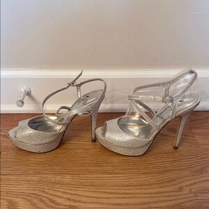 Elegant Silver Strappy Heels